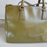 Prada Lux Tote Olive Green Saffiano Vernic Leather with Silver Hardware #RKLY-6 - Image 4