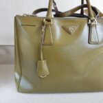 Prada Lux Tote Olive Green Saffiano Vernic Leather with Silver Hardware #RKLY-6 - Image 2