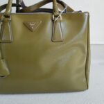 Prada Lux Tote Olive Green Saffiano Vernic Leather with Silver Hardware #RKLY-6 - Image 3
