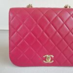 Chanel 2way Bag Pinkish Red Lambskin with Light Gold Hardware #ROLL-1 - Image 3