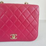 Chanel 2way Bag Pinkish Red Lambskin with Light Gold Hardware #ROLL-1 - Image 4