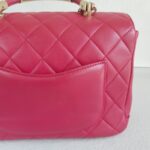 Chanel 2way Bag Pinkish Red Lambskin with Light Gold Hardware #ROLL-1 - Image 6