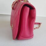 Chanel 2way Bag Pinkish Red Lambskin with Light Gold Hardware #ROLL-1 - Image 7