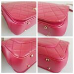 Chanel 2way Bag Pinkish Red Lambskin with Light Gold Hardware #ROLL-1 - Image 13