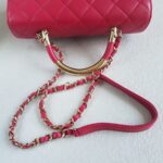 Chanel 2way Bag Pinkish Red Lambskin with Light Gold Hardware #ROLL-1 - Image 14