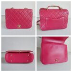 Chanel 2way Bag Pinkish Red Lambskin with Light Gold Hardware #ROLL-1 - Image 2
