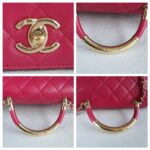 Chanel 2way Bag Pinkish Red Lambskin with Light Gold Hardware #ROLL-1 - Image 15