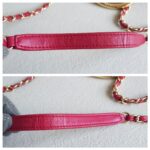 Chanel 2way Bag Pinkish Red Lambskin with Light Gold Hardware #ROLL-1 - Image 16