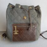 Chanel Backpack Olive Green Canvas with Leather and Gold Hardware #RERC-6 - Image 11