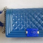 Chanel Boy Medium 25cm Blue Patent Leather with Silver Hardware #RTSK-2 - Image 3