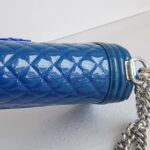 Chanel Boy Medium 25cm Blue Patent Leather with Silver Hardware #RTSK-2 - Image 12