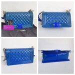 Chanel Boy Medium 25cm Blue Patent Leather with Silver Hardware #RTSK-2 - Image 2