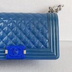 Chanel Boy Medium 25cm Blue Patent Leather with Silver Hardware #RTSK-2 - Image 4