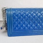Chanel Boy Medium 25cm Blue Patent Leather with Silver Hardware #RTSK-2 - Image 5