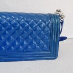 Chanel Boy Medium 25cm Blue Patent Leather with Silver Hardware #RTSK-2 - Image 6