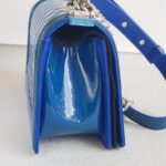 Chanel Boy Medium 25cm Blue Patent Leather with Silver Hardware #RTSK-2 - Image 8
