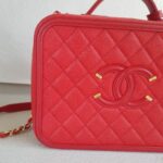 Chanel CC Filigree Vanity Bag Red Grained Calfskin with Gold Hardware #RTSK-1 - Image 3