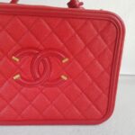 Chanel CC Filigree Vanity Bag Red Grained Calfskin with Gold Hardware #RTSK-1 - Image 4