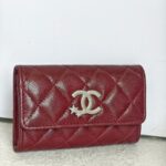 Chanel Card Holder Maroon Grained Calfskin with Silver Hardware #ROTE-1