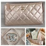 Chanel Pouch Metallic Pink Lambskin with Silver Hardware #ROSL-2 - Image 8