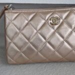 Chanel Pouch Metallic Pink Lambskin with Silver Hardware #ROSL-2 - Image 4
