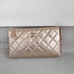 Chanel Pouch Metallic Pink Lambskin with Silver Hardware #ROSL-2 - Image 2