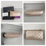 Chanel Pouch Metallic Pink Lambskin with Silver Hardware #ROSL-2 - Image 3