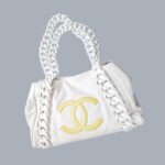 Chanel Rhodoid Modern Chain Tote Bag White Smooth Leather with Silver Hardware #RTTO-1