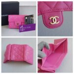 Chanel Tri-fold Wallet Pink Grained Calfskin with Gold Hardware #ROYU-2 - Image 3