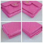 Chanel Tri-fold Wallet Pink Grained Calfskin with Gold Hardware #ROYU-2 - Image 7