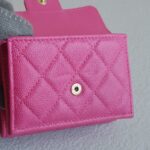Chanel Tri-fold Wallet Pink Grained Calfskin with Gold Hardware #ROYU-2 - Image 13