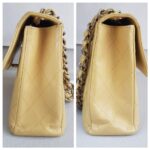 Chanel Vintage Jumbo Flap Bag Beige Lambskin with Gold Hardware #ROEE-1 - Image 9