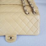 Chanel Vintage Jumbo Flap Bag Beige Lambskin with Gold Hardware #ROEE-1 - Image 11