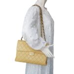 Chanel Vintage Jumbo Flap Bag Beige Lambskin with Gold Hardware #ROEE-1 - Image 34