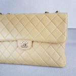 Chanel Vintage Jumbo Flap Bag Beige Lambskin with Gold Hardware #ROEE-1 - Image 3