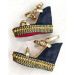 Christian Louboutin Rockstud Wedge Sandal Size 39 #ROLR-3 - Image 4