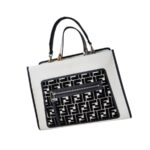 Fendi Runaway Tote White Calf Leather with Velvet and Silver Hardware #RTOS-2