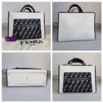 Fendi Runaway Tote White Calf Leather with Velvet and Silver Hardware #RTOS-2 - Image 2