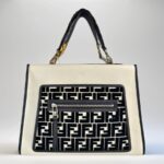 Fendi Runaway Tote White Calf Leather with Velvet and Silver Hardware #RTOS-2