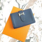 Hermes Bearn Card Holder Blue Epsom Leather with Palladium Plated Hardware Bag #ROYU-3