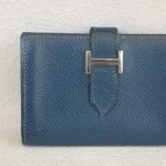 Hermes Bearn Card Holder Blue Epsom Leather with Palladium Plated Hardware Bag #ROYU-3 - Image 3