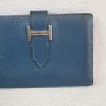 Hermes Bearn Card Holder Blue Epsom Leather with Palladium Plated Hardware Bag #ROYU-3 - Image 4