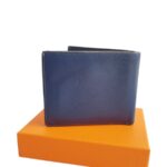 Hermes Bi-fold Wallet Dark Blue Epsom Leather with Palladium Plated Hardware Bag #ROCY-2