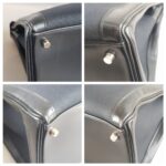 Hermes Kelly Lakis 40CM Black Box Leather With Canvas and Palladium Hardware Bag #ROKT-3 - Image 17