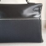 Hermes Kelly Lakis 40CM Black Box Leather With Canvas and Palladium Hardware Bag #ROKT-3 - Image 6