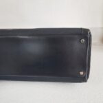 Hermes Kelly Lakis 40CM Black Box Leather With Canvas and Palladium Hardware Bag #ROKT-3 - Image 15