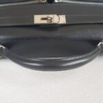 Hermes Kelly Lakis 40CM Black Box Leather With Canvas and Palladium Hardware Bag #ROKT-3 - Image 20
