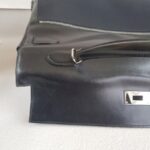 Hermes Kelly Lakis 40CM Black Box Leather With Canvas and Palladium Hardware Bag #ROKT-3 - Image 24