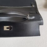 Hermes Kelly Lakis 40CM Black Box Leather With Canvas and Palladium Hardware Bag #ROKT-3 - Image 25