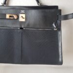 Hermes Kelly Lakis 40CM Black Box Leather With Canvas and Palladium Hardware Bag #ROKT-3 - Image 31